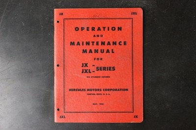 Vintage Hercules Motors JX JXL Series 6-Cylinder Engine Operation Maintenance