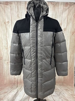 DKNY Jeans Herren mittellanger Puffa gesteppter Feder Daunenmantel Mantel Retro