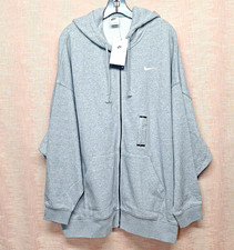 Nike Women's Gray Full Zip Fleece Hoodie L Pockets Drawstring DD5634-063