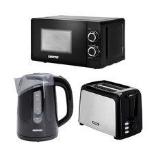 GEEPAS 2 Slice Bread Toaster 1.7L Electric Kettle & 20L 700W Solo Microwave Oven