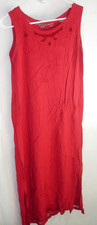 WOMENS RED CUTWORK RAYON TRAVEL COMFORT MIDI SHIFT CASUAL Dress Size S 36"