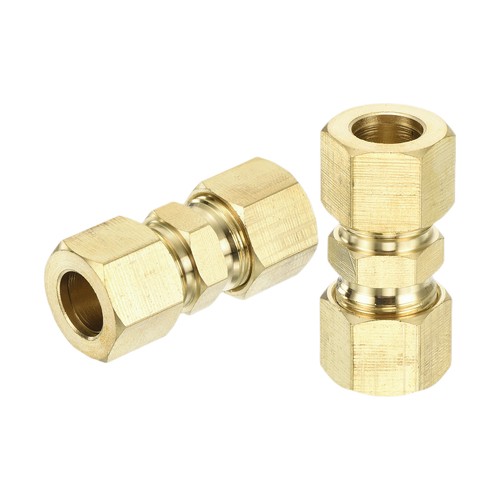3Pcs 3/8" Tube OD x 3/8" Tube OD Brass Compression Tube Fitting Connector