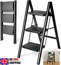 Portable 3 Step Ladder Lightweight Folding Step Stool Anti Slip Tread Heavy Duty