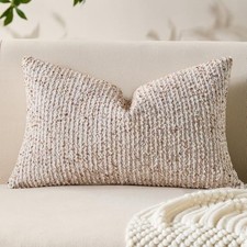Decorative Lumbar Pillow Cover 12x20 Striped Soft 20" x 12" Pack of 1 Beige