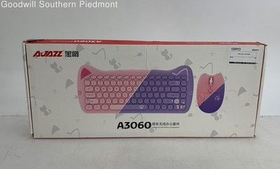 Ajazz A3060 84-Key Cute Cat Ear Wireless Keyboard Mouse Set - Open Box