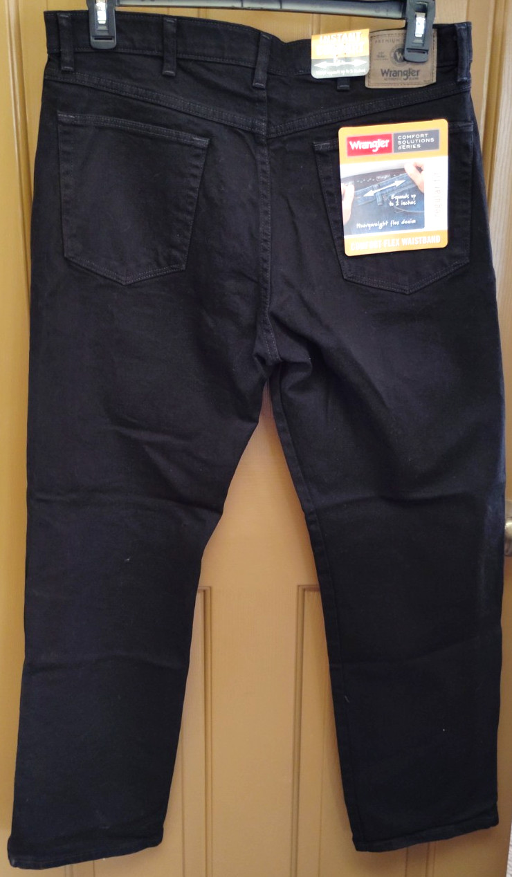 S Wrangler Jeans 36x29 Comfort Solutions Flex-waist Regular Fit Black