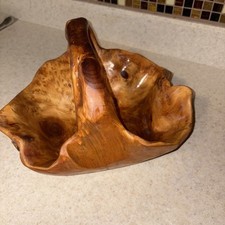 Vintage Hand Carved BURL WOOD TREE ROOT Basket Handle 10  X12 diameter; 9 Tall