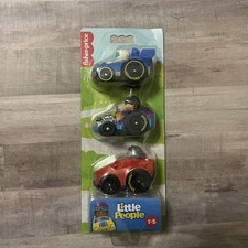Fisher Price Little People 3 Wheelie Vehicles 2 Race Cars  Hot Rod NEW