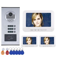 3 Apartment 7 inch TFT LCD HD Video Door Phone Intercom Doorbell RFID IR