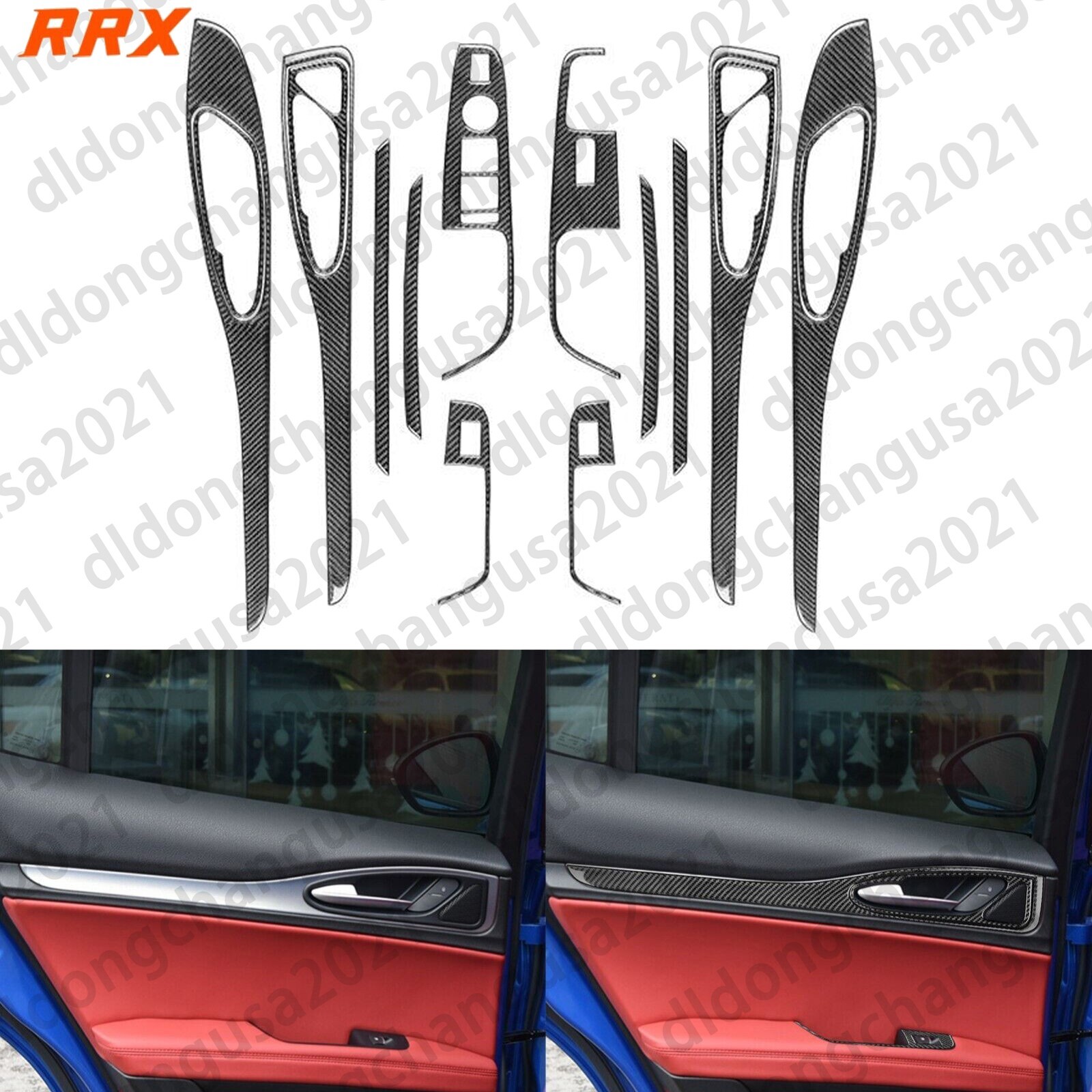 16Pcs Real Carbon Fiber Interior Door Panel Kits For Alfa Romeo Stelvio 2016-22