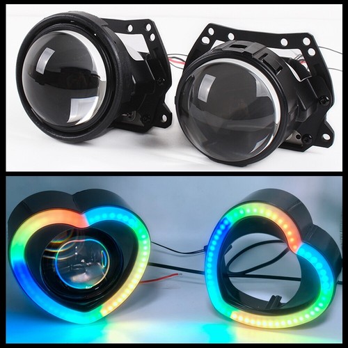Lente Proyector NHK 2.5"" Bi LED RGB LED Ojos de Ángel Cubierta DRL Faro Retrofit - Imagen 13 de 27