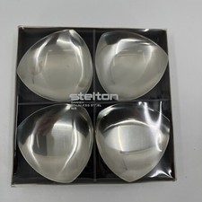 Vintage MCM Danish Modern Stainless Set of 4 Triangular Footed Candle Holders