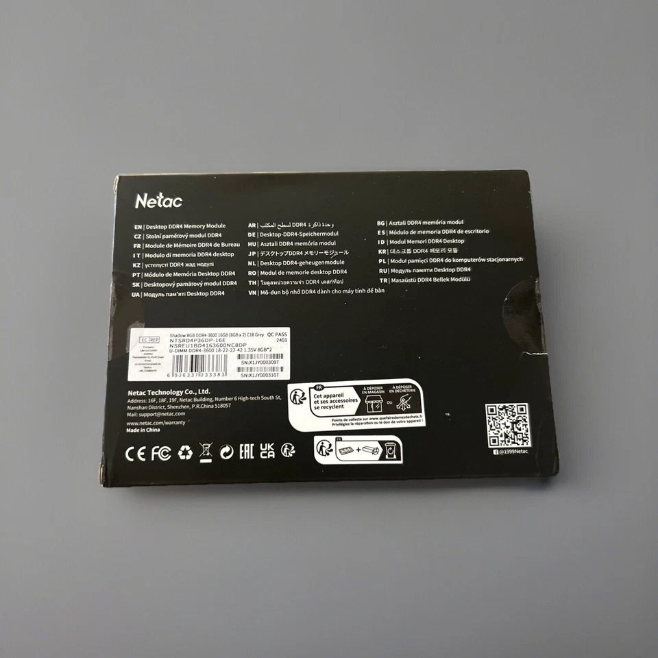 Netac * Shadow RGB DDR4 * 8GBx2  16GB * 3600 Desktop RAM Memory * NEW * In Hand - Image 3 of 4
