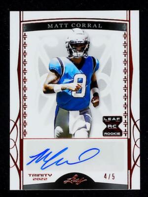 2022 Leaf Trinity Autograph #BA-MC2 Matt Corral RC Rookie AUTO 4/5 Panthers