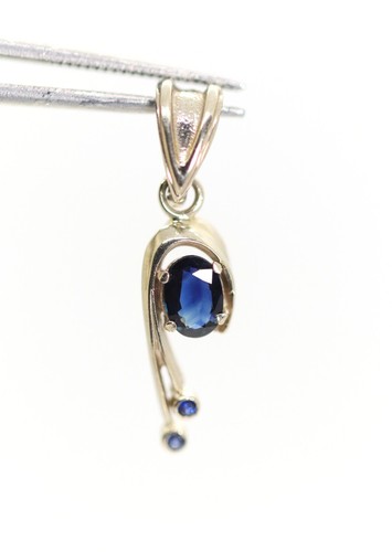 Damen Saphir Gelbgold (Weiß) Anhänger 14kt – 585 - EMA7, L: 2,6cm