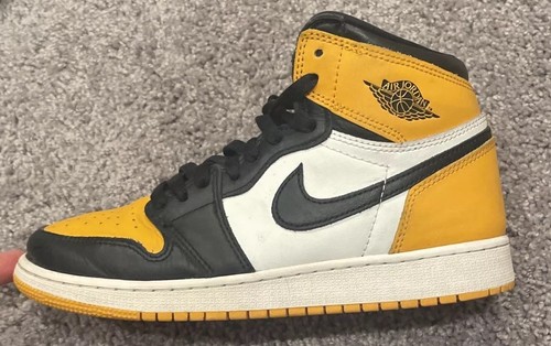 Nike Air Jordan 1 Retro High GS Taxi Yellow Toe Kids Sneakers 6.5Y 575441-711 OG - Picture 1 of 12