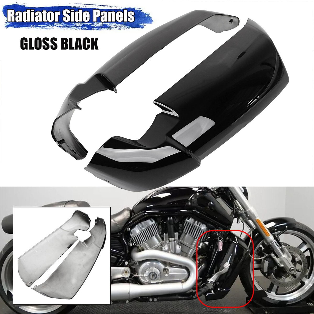 Gloss Black ABS Radiator Side Cover Panel For Harley V-Rod Muscle