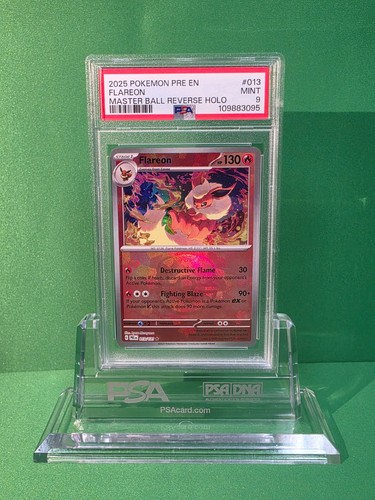 POKEMON 2025 PRISMATIC EVOLUTIONS EN FLAREON MASTER BALL REVERSE #013/131 PSA 9