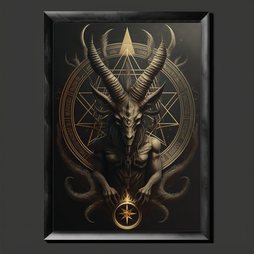 Baphomet Art Print 7 Devil Satan Print Lucifer Poster Renaissance Gothic Occult - 第 1/10 張圖片