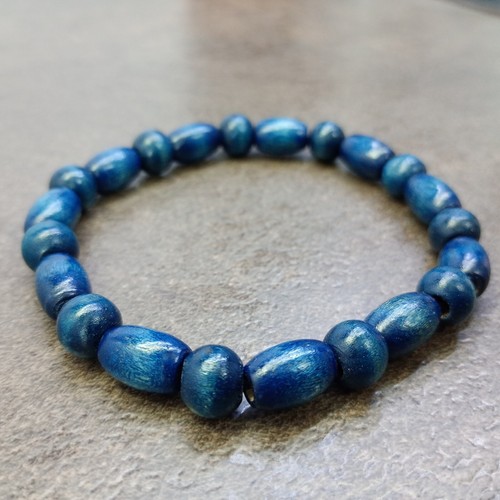 Mens Wood Bead Stretch Bracelet Charm Accessories Gift Idea Surfer Boho Yoga - Picture 4 of 4