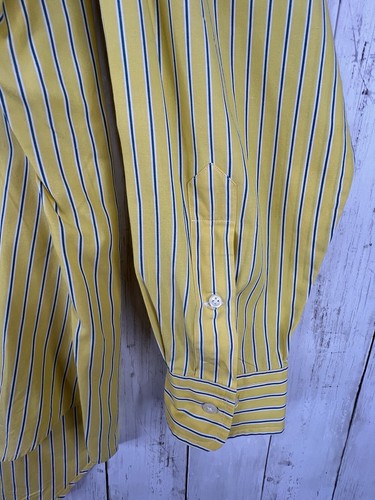 Polo Ralph Lauren Shirt 16.5 Yellow Stripe Long Sleeve Cotton Oxford Yarmouth - Picture 2 of 12