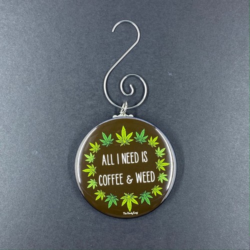 Coffee and Weed Ornament 420 Stoner Stocking Stuffer Gift Handmade Decor - Picture 10 of 16