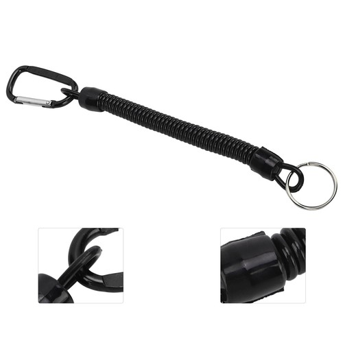 Retractable Elastic Keychain Lanyard Anti Lost Fishing Gear Tool Black - Picture 8 of 12