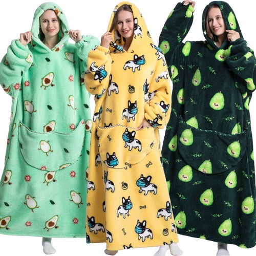 Oversized Adult 1.4m Long Hooded Blanket Hoodie Ultra Comfy Sweatshirt Fleece AU - Picture 2 of 33