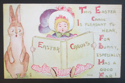 Easter Greetings Rabbit Shocked To Hear Easter Carol's Posted DB Postcard