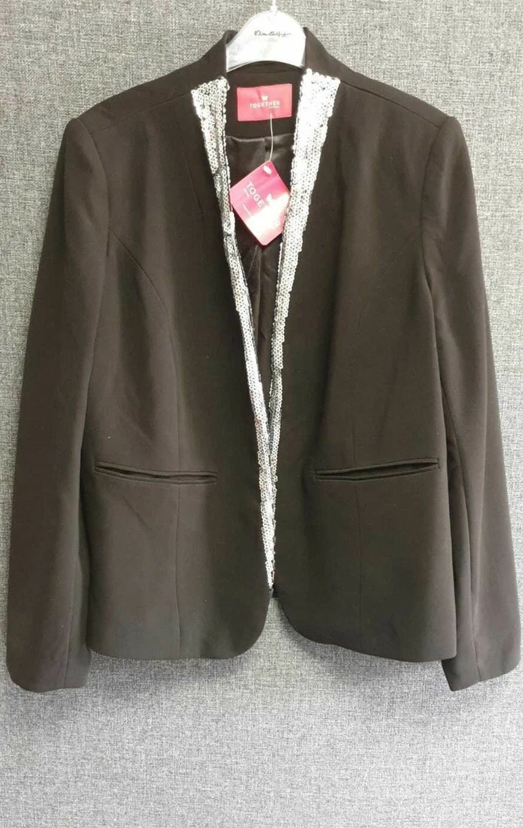 Sequin trim clearance blazer