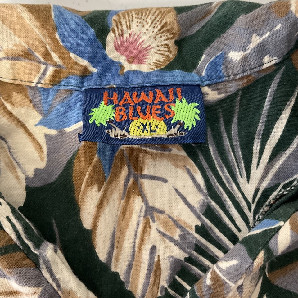 Hawaii Blues Shirt Hawaiian Camp Floral Pocket Button Front Short