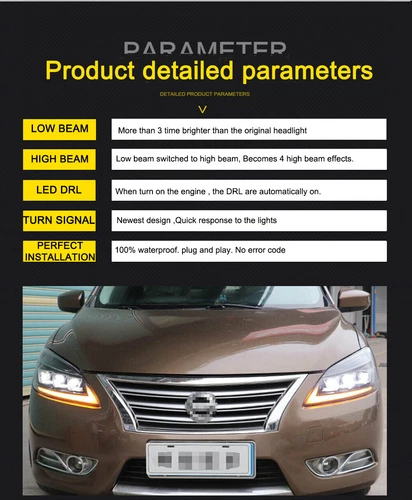 2012-2015 LED turn signal dynamic Headlights assembly for Nissan sentra one set. - Picture 5 of 14