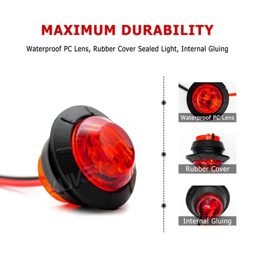 đ„10x Rund Mini LED Begrenzungsleuchte Positionsleuchte 12V/24v AnhĂ€nger LKW Rot - Bild 2 von 9