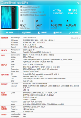 Xiaomi Redmi Note 8 Pro 6/64GB 6/128GB 8/128GB 64MP 6.53