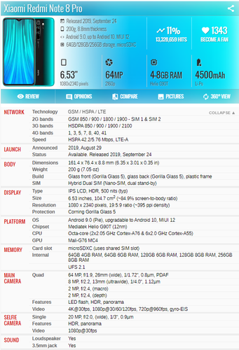 Teléfono Android Xiaomi Redmi Note 8 Pro 6/64GB 6/128GB 8/128GB 64MP 6.53" 4G LTE - Imagen 2 de 10