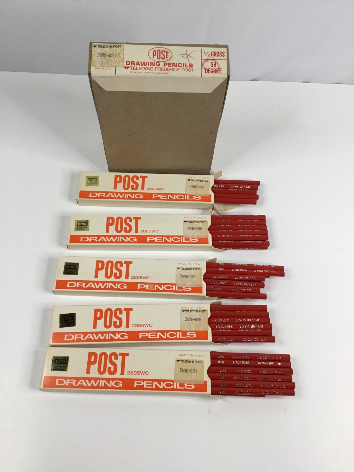 58 NEW Post Drawing Pencils 2805WC Made In USA 5H Degree Corona Red Ships ASAP