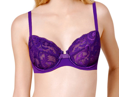 LOU Piccadilly violett lila BH 36D Bügel transparent Spitze Cups ohne Polster sexy