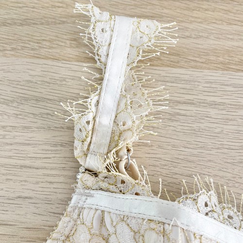 Pleasure State Sahara Camisole Size M Gold Vanilla Satin Lace Trim New - Picture 3 of 8