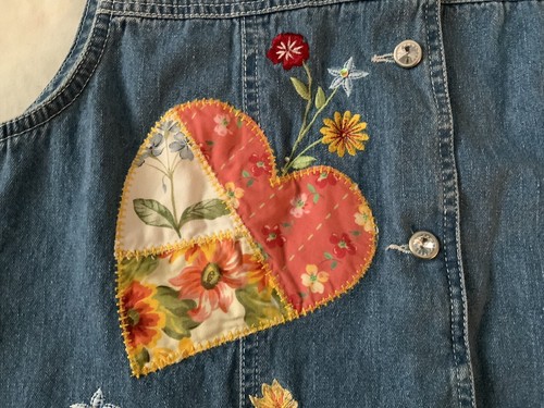 Longaberger Homestead Embroidered Denim Vest In Size Large - Picture 4 of 9