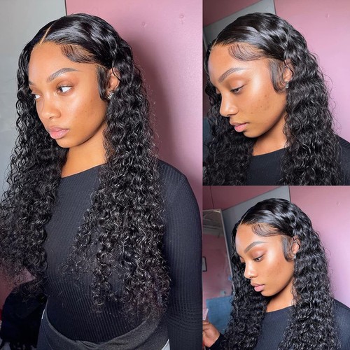 30 Zoll Deep Wave Frontal Perücke Lace Frontal Haar Perücken Naturhaaransatz lockig - Bild 5 von 8