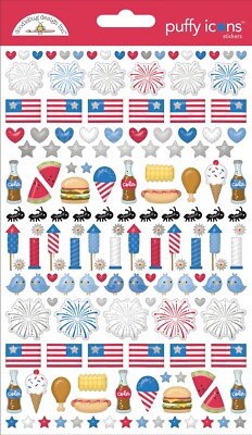 Stickers Puffy Doodlebug Hometown USA Flags Ants Fireworks Food Cola Ice Cream