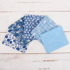 Threadart Exclusive 5 Fat Quarter Bundle Set - Lt Blue 100% Cotton Fabric