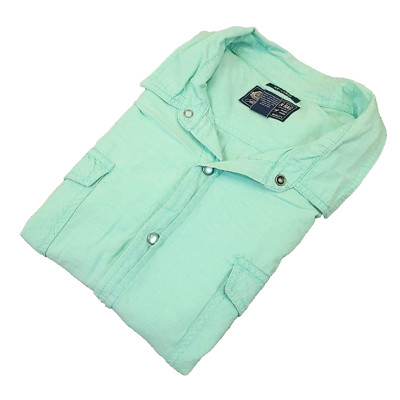 American Rag Western Shirt Mens 2XL XXL Button Up Green Pearl Snap Dual Pocket