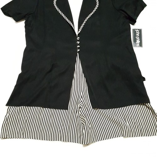 NEW John Philips 24W JUMPER Black Ivory Striped 1-Piece Shorts Blazer Back Zip - Picture 4 of 6