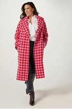 Helene Berman Pink/red Houndstooth Coat Size 16 New
