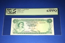 PCGS Currency Graded Bahamas-Central Bank $1 L.1974 P35b 