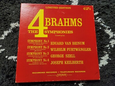 BRAHMS - THE FOUR SYMPHONIES 4 LP Box Set  K4R-1 Limited Ed.