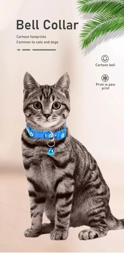 Verstellbares Haustierhalsband für Hunde & Katzen mit Glocke. Süßes Footprint Design, weich & langlebig - Bild 6 von 63