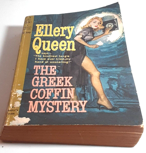 The greek Coffin Mystery Ellery Queen 1960 paperback Pulp cover art bb - Picture 3 of 10