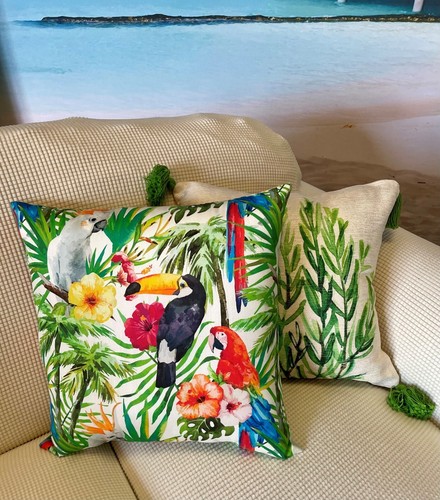 Outdoor Pillow 19"Square Rio Rouge Multi-Color - Picture 5 of 5